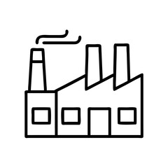 factory building icon, labor Day line art, labor day icon - simple black line art icon of factory building, symbolizing labor day celebrations. labor day vector art.