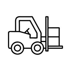 forklift icon, labor Day line art, labor day icon - simple black line art icon of forklift, symbolizing labor day celebrations. labor day vector art.