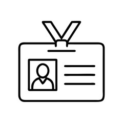 worker s id badge icon, labor Day line art, labor day icon - simple black line art icon of worker s id badge, symbolizing labor day celebrations. labor day vector art.