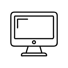 computer monitor icon, labor Day line art, labor day icon - simple black line art icon of computer monitor, symbolizing labor day celebrations. labor day vector art.