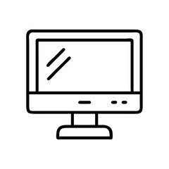 computer monitor icon, labor Day line art, labor day icon - simple black line art icon of computer monitor, symbolizing labor day celebrations. labor day vector art.