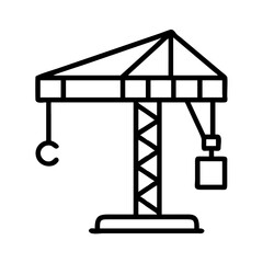 construction crane icon, labor Day line art, labor day icon - simple black line art icon of construction crane, symbolizing labor day celebrations. labor day vector art.