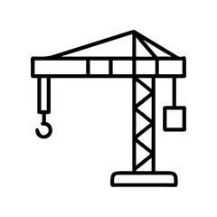 construction crane icon, labor Day line art, labor day icon - simple black line art icon of construction crane, symbolizing labor day celebrations. labor day vector art.