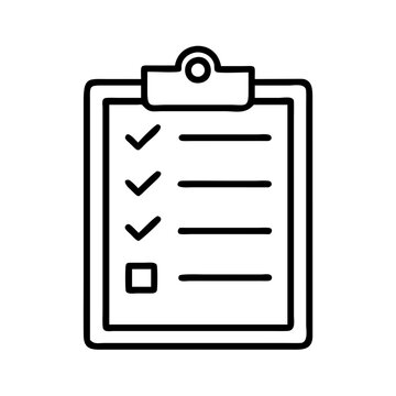 recommend clip art: clipboard with checklist icon, labor Day line art, labor day icon - simple black line art icon of clipboard with checklist, symbolizing labor day celebrations. labor day vector art.