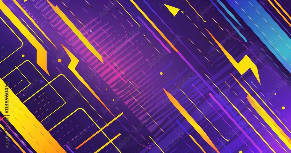 Poster abstract digital background with vibrant colors and geometric patterns.