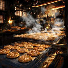 Cozy Inside Scene of Magical Ginger Treats on Confectionery Trays