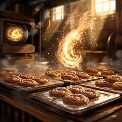 Cozy Inside View of Magical Confectionery in Ginger Bakery