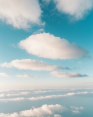 Fototapeta premium Clear Blue Sky with Fluffy Clouds in Wide Angle View