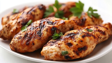  "Savor the Flavor: Grilled Chicken Served on a Plate, Ready to Eat"


