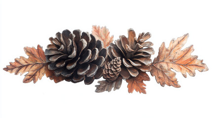 "Natural Elegance: Pine Cone Adorned with Pine Leaves"

