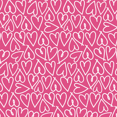 Seamless background with hearts in doodle style. Cute heart pattern.