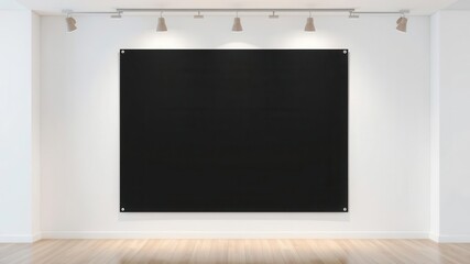 Obraz premium A mockup of a hanging poster against a white wall with clips, white, showcase