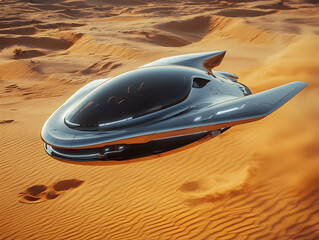 a flying car suspended in mid air