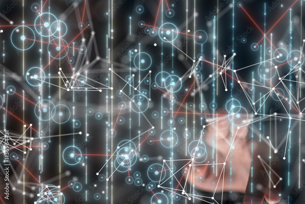 Aufkleber neural network 3d illustration. big data and cybersecurity