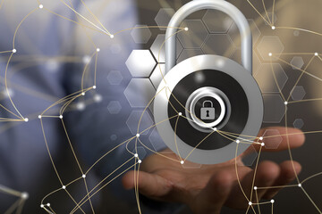 abstract lines with dots over dark background.