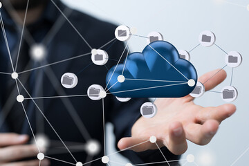 Cloud computing concept.Abstract cloud connection technology background.