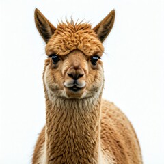 Obraz premium Close up of an alpaca on a plain white background
