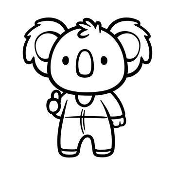 recommend clip art: fun cartoon character of cute koala isolated drawing line art style sketch classic vintage design illustration