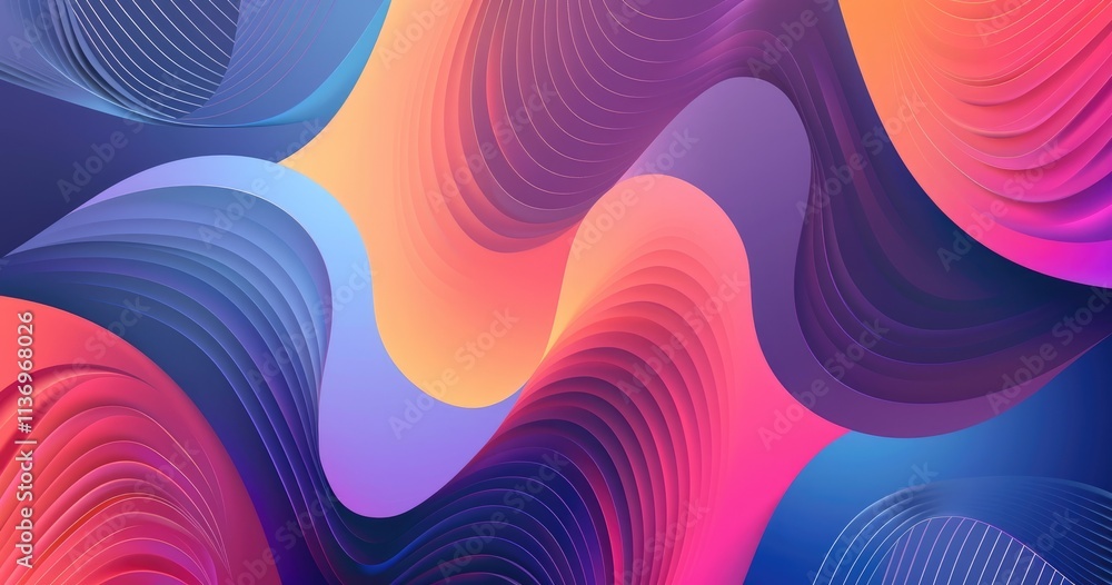 Poster abstract colorful waves with smooth gradients and flowing lines.