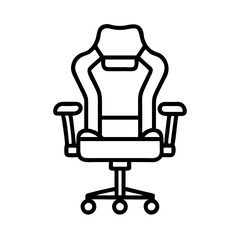 gamer chair icon, video games day line art, video games icon - simple black line art icon of gamer chair, for video games day celebrations. games day vector art.
