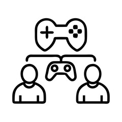 multiplayer icon, video games day line art, video games icon - simple black line art icon of multiplayer, for video games day celebrations. games day vector art.