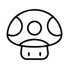 power up mushroom icon, video games day line art, video games icon - simple black line art icon of power up mushroom, for video games day celebrations. games day vector art.