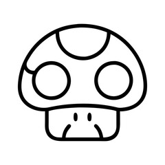 power up mushroom icon, video games day line art, video games icon - simple black line art icon of power up mushroom, for video games day celebrations. games day vector art.