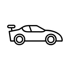 racing car icon, video games day line art, video games icon - simple black line art icon of racing car, for video games day celebrations. games day vector art.