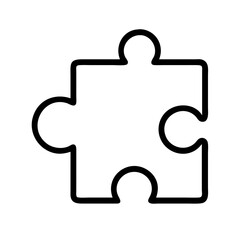 puzzle piece icon, video games day line art, video games icon - simple black line art icon of puzzle piece, for video games day celebrations. games day vector art.