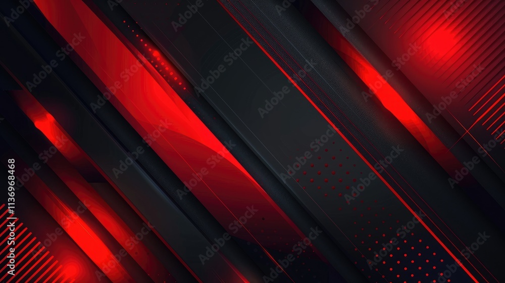 Poster abstract design featuring dark and red diagonal lines with patterns and gradients.