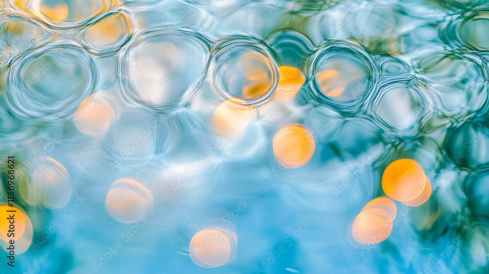Poster abstract image of swirling water with bokeh lights, creating a serene and calming effect. ideal for 