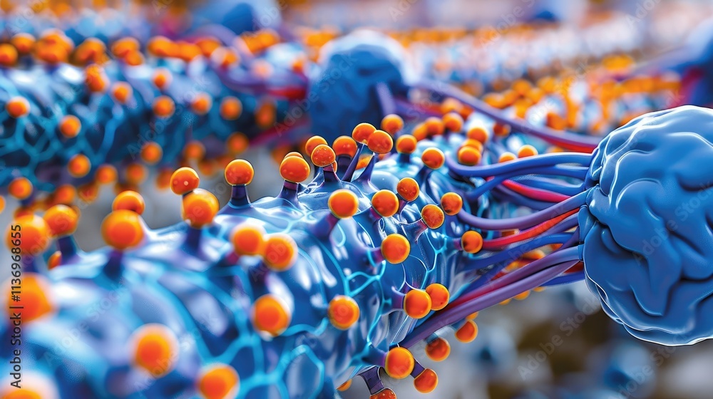 Aufkleber a close-up view of molecular structures showcasing intricate connections and interactions.
