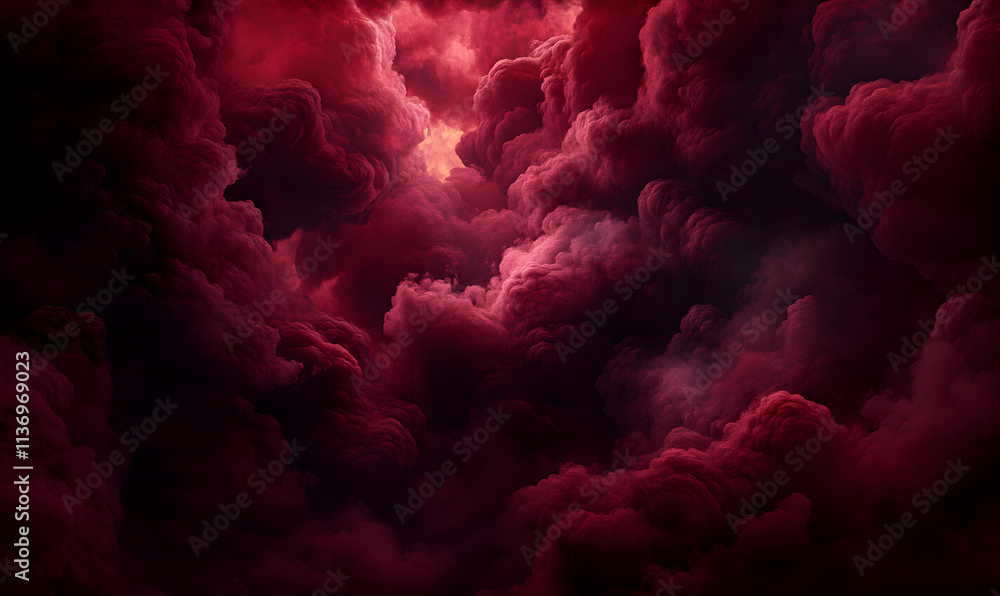 Poster dramatic crimson smoke clouds fill the frame, creating a moody and atmospheric background ideal for 