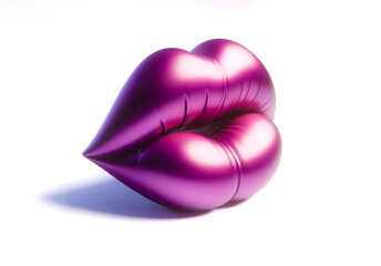 3d Realistic purple Female Lips. Love, Sexy, Beauty Concept. Fashion, Makeup, Romance.