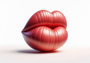 3d Realistic Red Female Lips. Love, Sexy, Beauty Concept. Fashion, Makeup, Romance.
