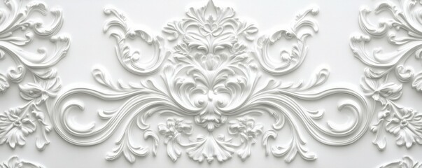 Obraz premium White Rococo Pattern Background.