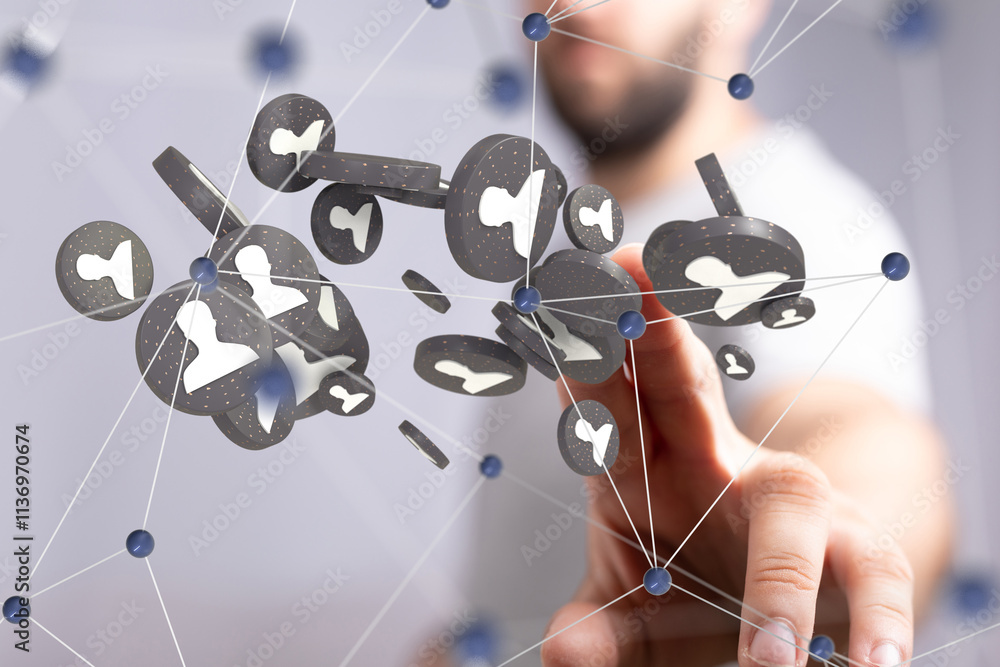 Fototapete using social network connection 3d rendering