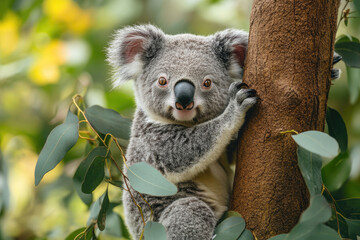 Fototapeta premium Adorable Koala Bear on Eucalyptus Tree