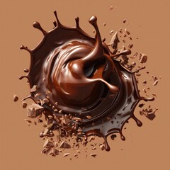 Captivating image of a swirling chocolate splash vortex showcasing the mesmerizing flow and texture of the rich creamy liquid