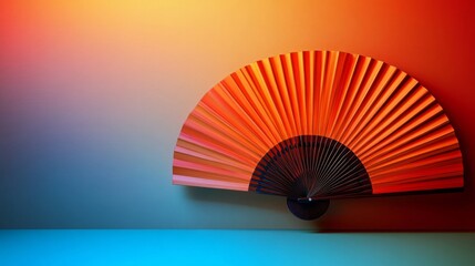 Orange Hand Fan Against Warm Background