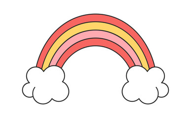 Groovy funky rainbow trendy graphic