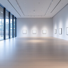 Art Gallery Showcases White Pedestals with Elegant Spotlighting