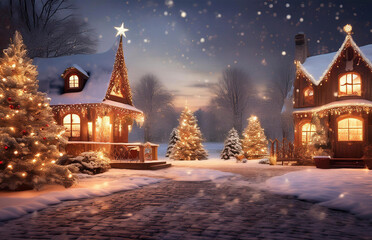 Fototapeta premium photographs of Christmas landscapes, holiday celebrations