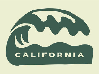 wave surfing california t-shirt design vector illustration