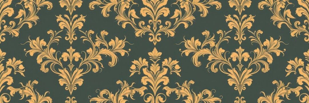 Fototapeta Intricate white and gold seamless damask wallpaper design, elegant, classic