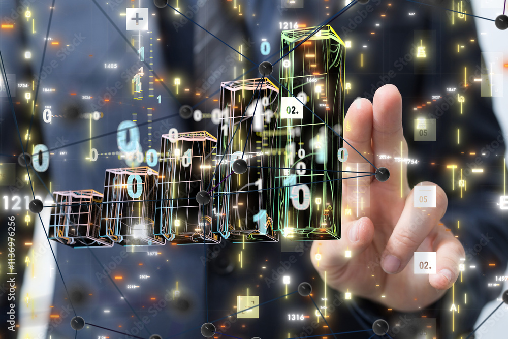 Poster diagram futuristic wave, futuristic data stream