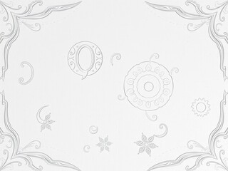 Obraz premium Plaster background with intricate floral pattern design, surface, white, textured