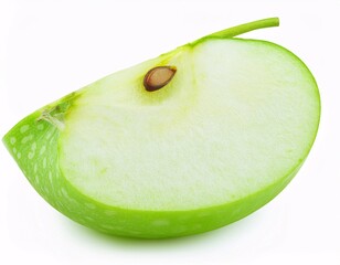 Fresh and juicy green apple slices isolated on white background