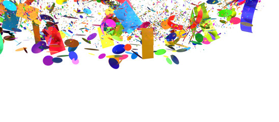 Abstract background with colorful confetti exploding on a white backdrop. Perfect for celebration, party, or festive designs.