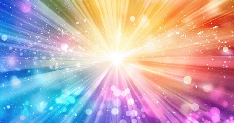 Obraz premium A vibrant burst of colorful rays and sparkles radiating from a central point.